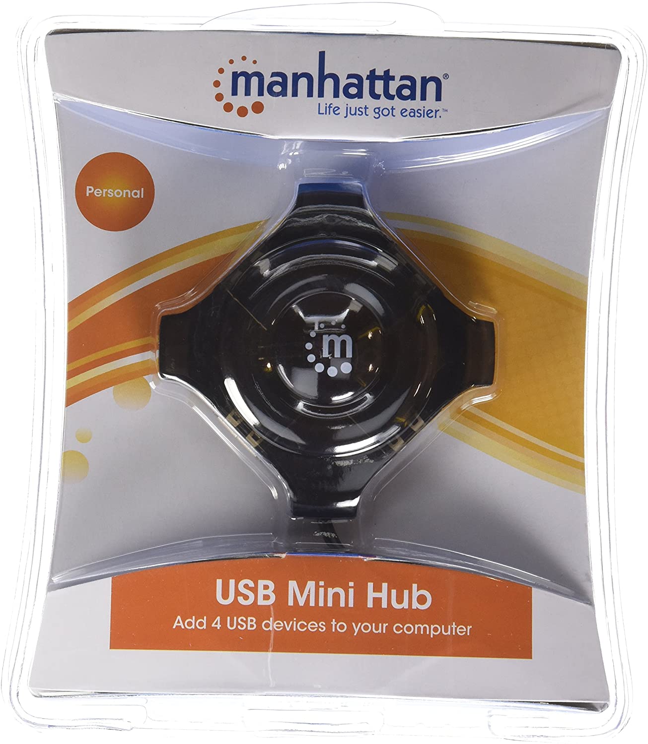 Mini hub manhattan  4 puertos color negro